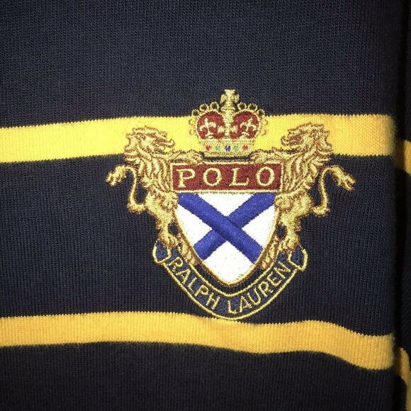 Polo Ralph Lauren Crest #7 Striped L/S Shirt Men's XL Thick Rare, Elbow Patches - Picture 4 of 8